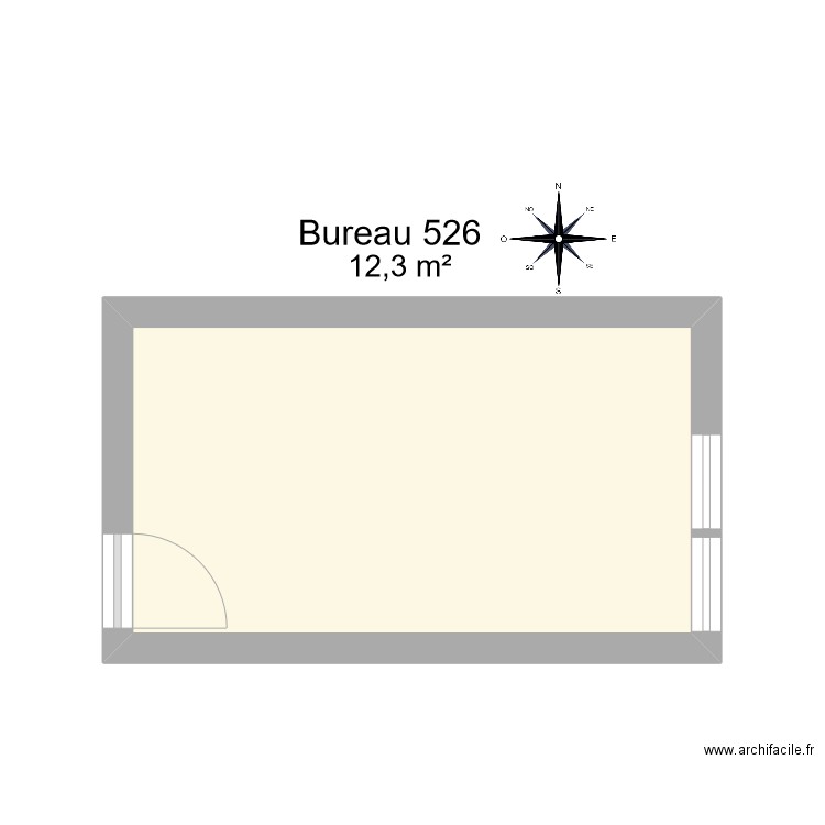 Bureau R 526. Plan de 1 pièce et 12 m2