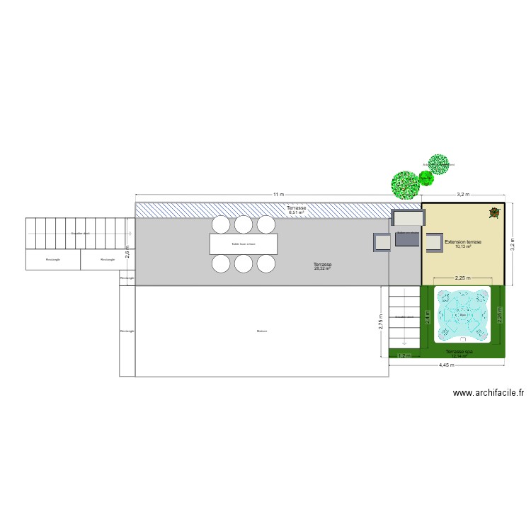 Terrase Arnaud. Plan de 4 pièces et 57 m2