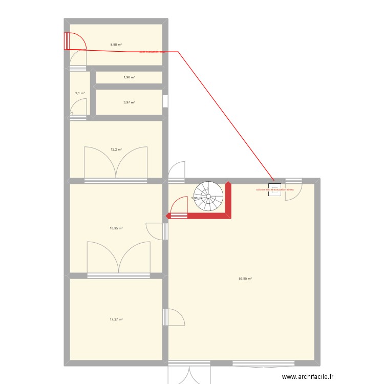 chezMamieRezdechaussé. Plan de 9 pièces et 123 m2