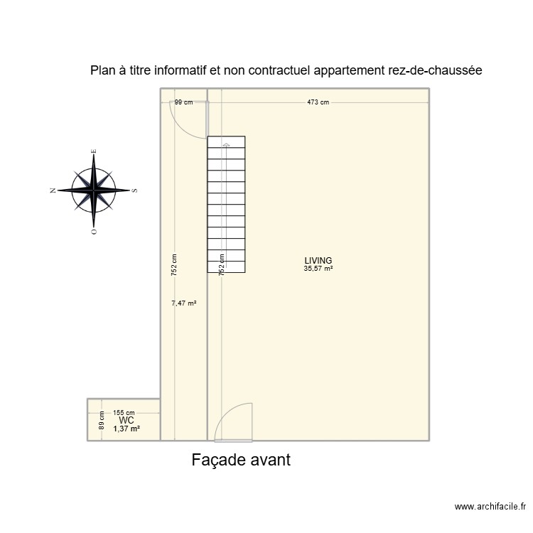 neuvilles appart rez. Plan de 3 pièces et 44 m2