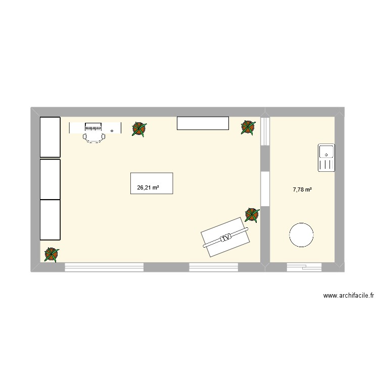 exercice chap 4 bloc 2. Plan de 2 pièces et 34 m2