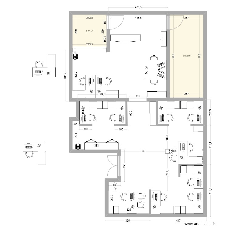 Option 2 Rosanna. Plan de 2 pièces et 25 m2