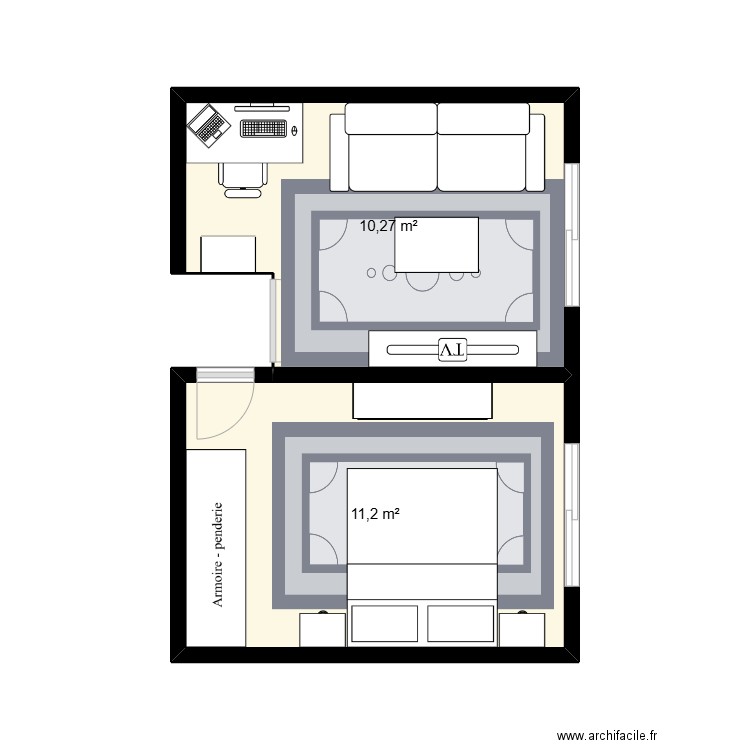 Test 2. Plan de 2 pièces et 21 m2