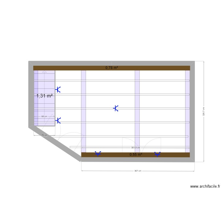 tarrasse meza pc. Plan de 1 pièce et 1 m2