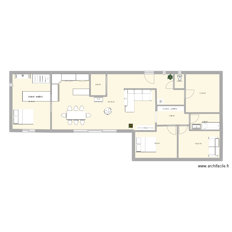 maison bois. Plan de 9 pièces et 116 m2