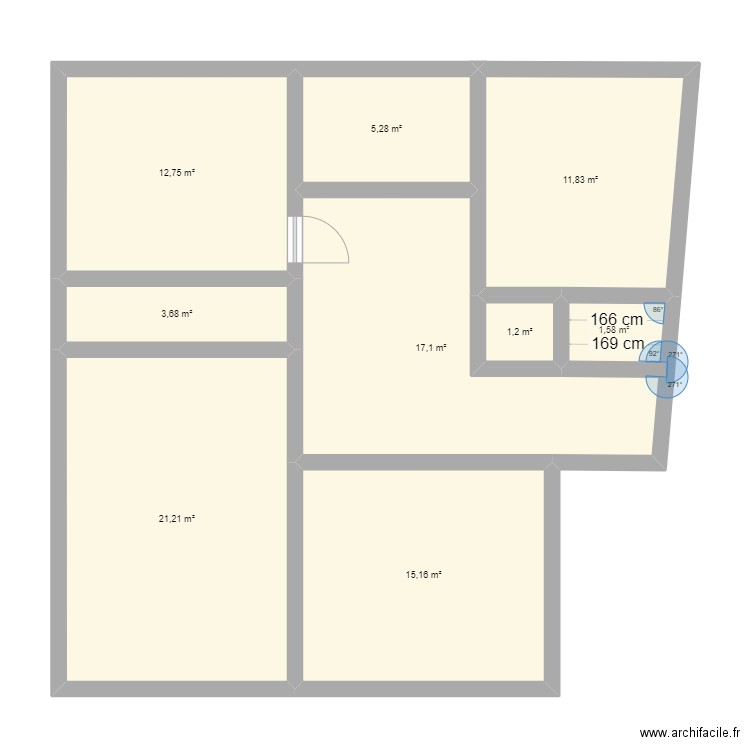 TEST. Plan de 9 pièces et 90 m2