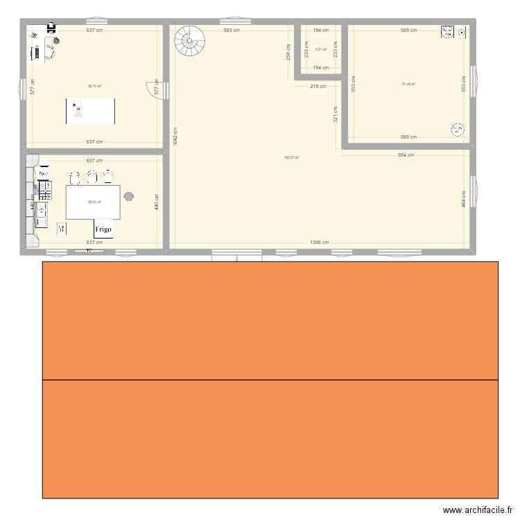 plan . Plan de 5 pièces et 206 m2