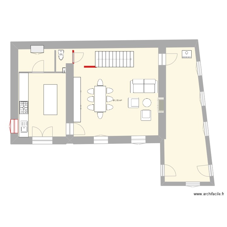 7PRIAIRES - RC. Plan de 1 pièce et 81 m2