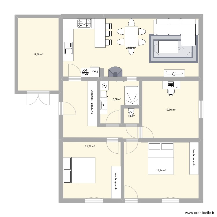 Maison réno. Plan de 7 pièces et 97 m2