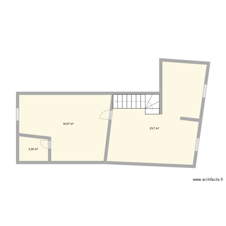 1er étage immeuble. Plan de 3 pièces et 43 m2