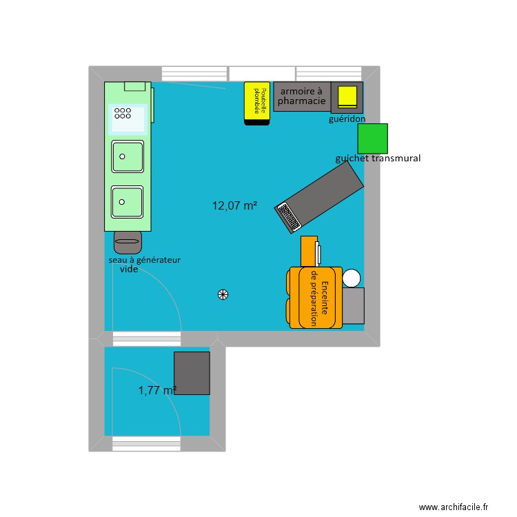 LABO. Plan de 2 pièces et 14 m2