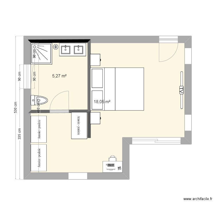 plan maison 2. Plan de 2 pièces et 30 m2