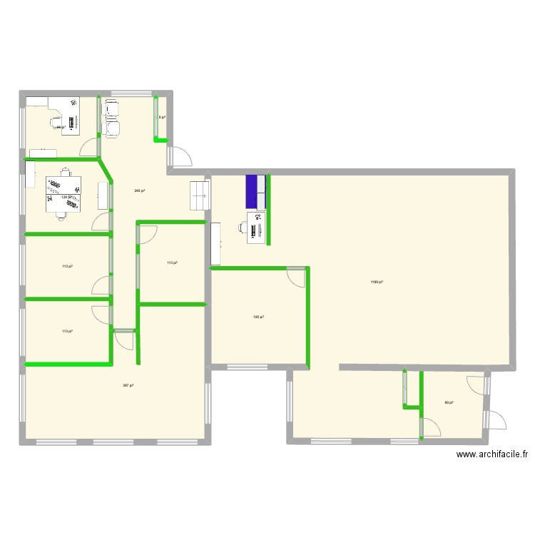 225 Seigneuriale agrandissement 28 x 52 B. Plan de 11 pièces et 250 m2