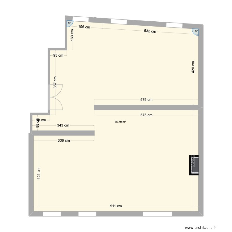 V1_base-Pouss_v2. Plan de 1 pièce et 86 m2