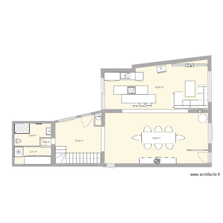 Ma maison. Plan de 6 pièces et 77 m2