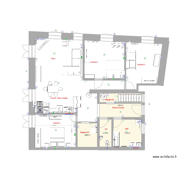 Joe73 - plan amgt macot étage. Plan de 4 pièces et 24 m2