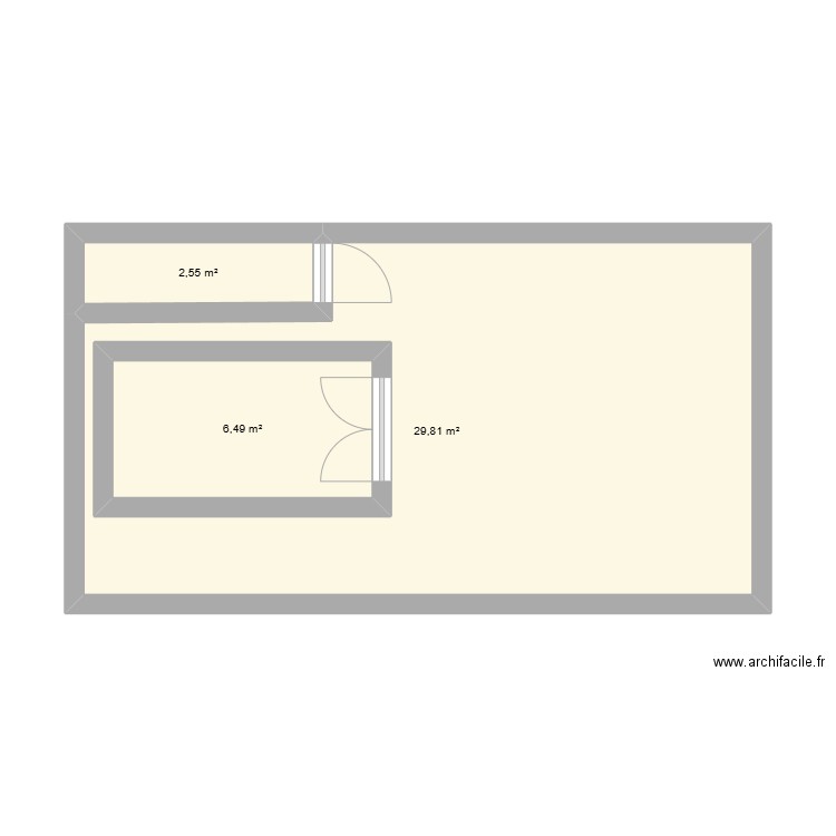 Carroserie. Plan de 3 pièces et 48 m2