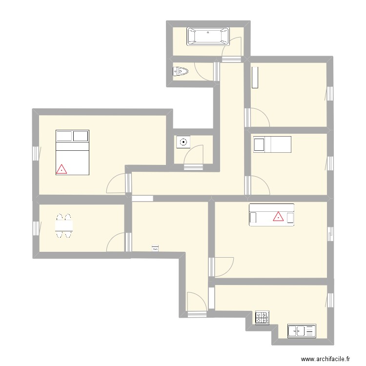 INCENDIE FC. Plan de 11 pièces et 89 m2