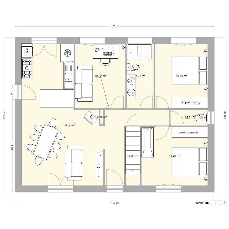 essai. Plan de 8 pièces et 79 m2