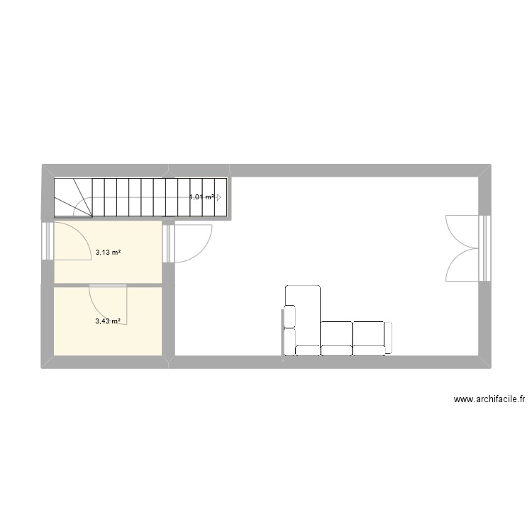 Guignes. Plan de 3 pièces et 8 m2