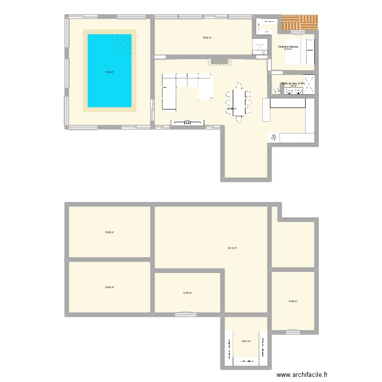 Plan La Mif. Plan de 11 pièces et 255 m2