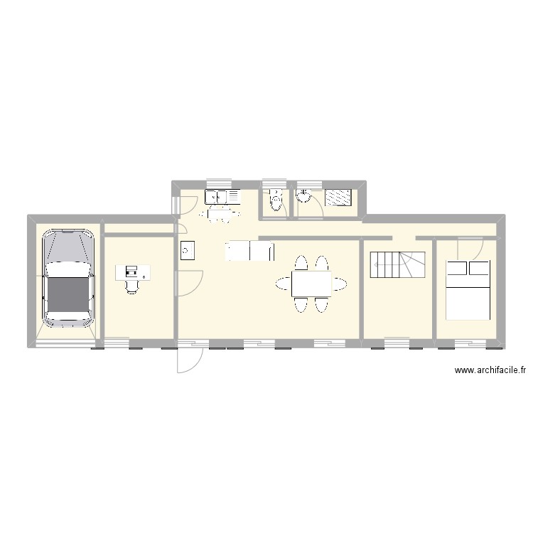 plan maison . Plan de 7 pièces et 56 m2