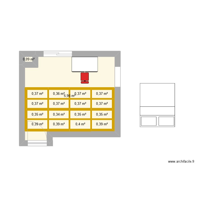 chambre. Plan de 18 pièces et 20 m2