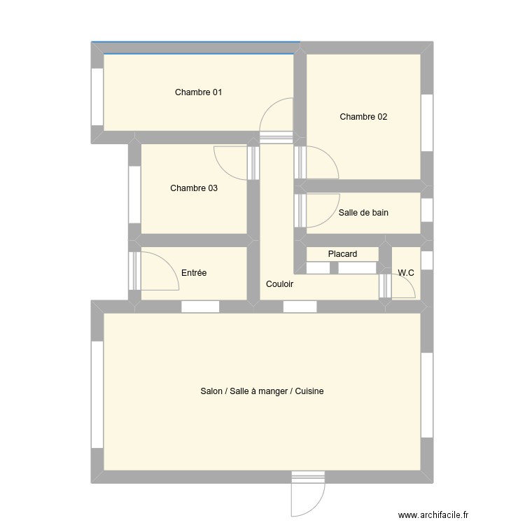 plan maison. Plan de 9 pièces et 48 m2