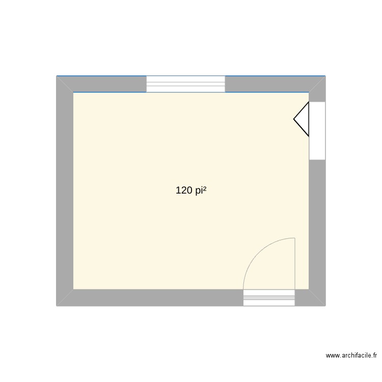 chambre. Plan de 1 pièce et 11 m2