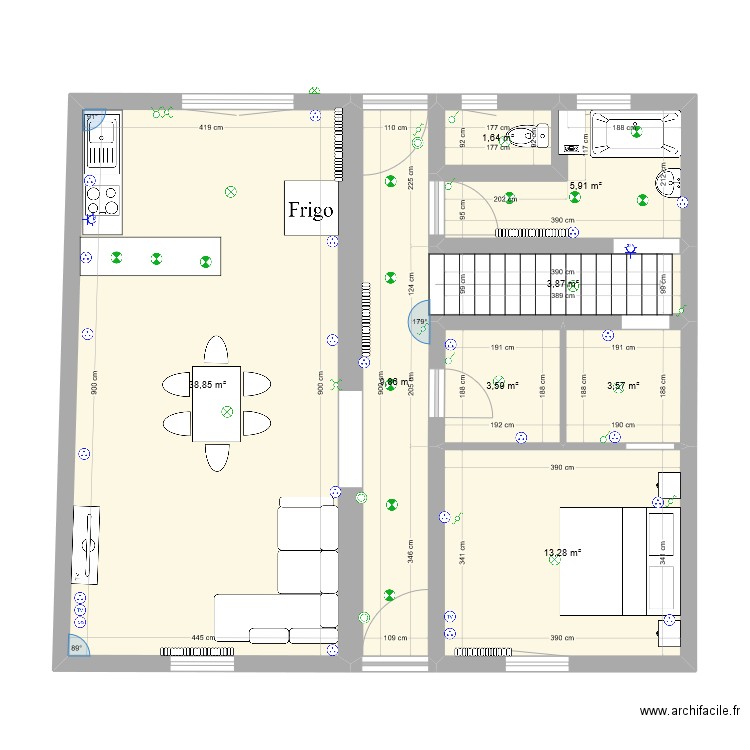 adrien 2. Plan de 8 pièces et 81 m2