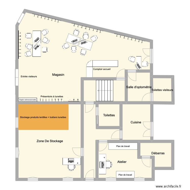 plan magasin . Plan de 10 pièces et 174 m2