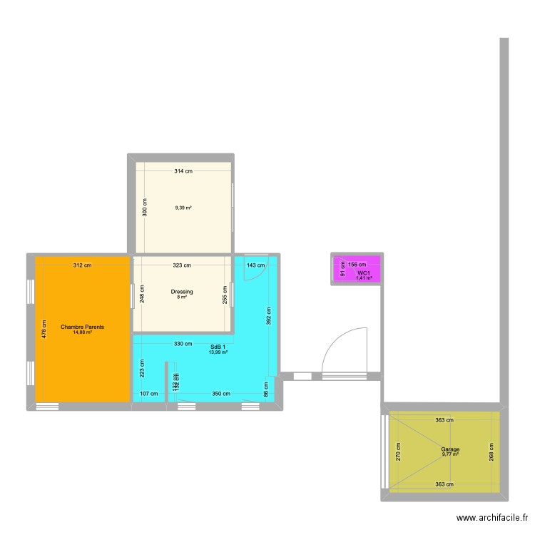 Maison V2. Plan de 6 pièces et 57 m2