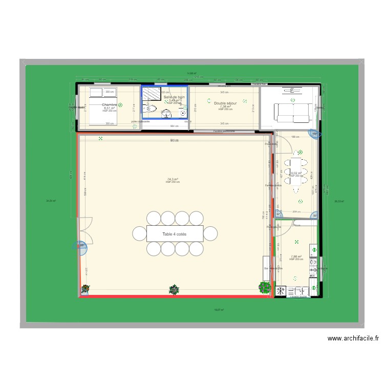 plan Rousselbin.ArchiFacile (22). Plan de 6 pièces et 109 m2