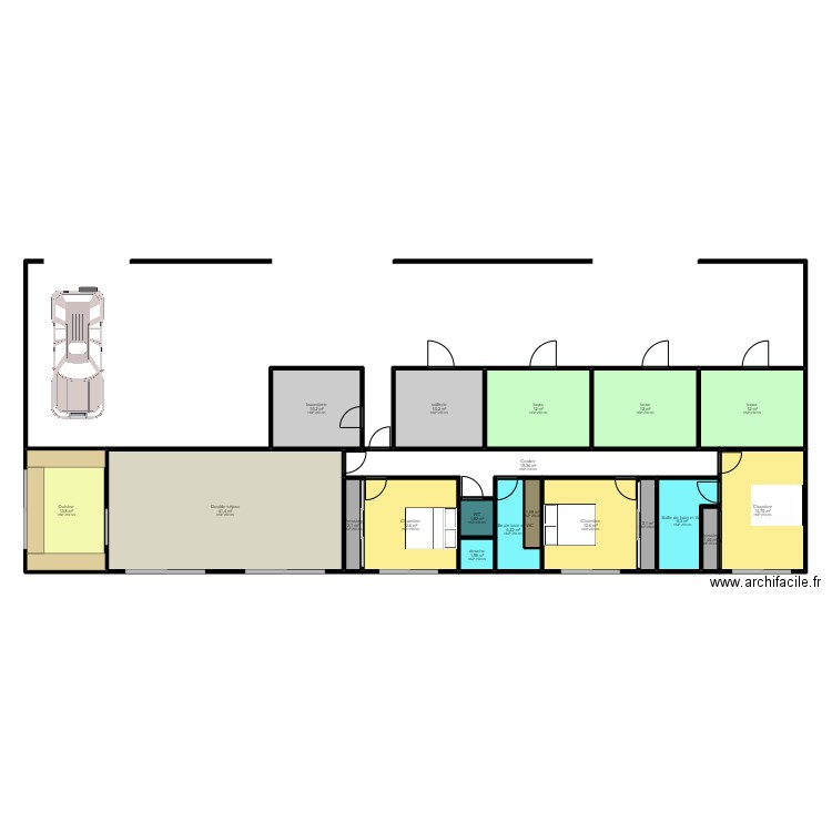 hangar. Plan de 19 pièces et 188 m2