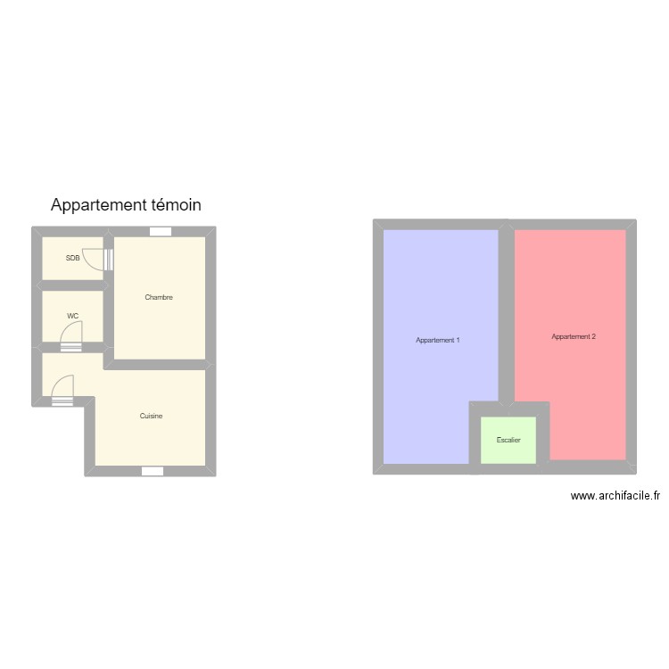 BENJAMIN. Plan de 7 pièces et 60 m2