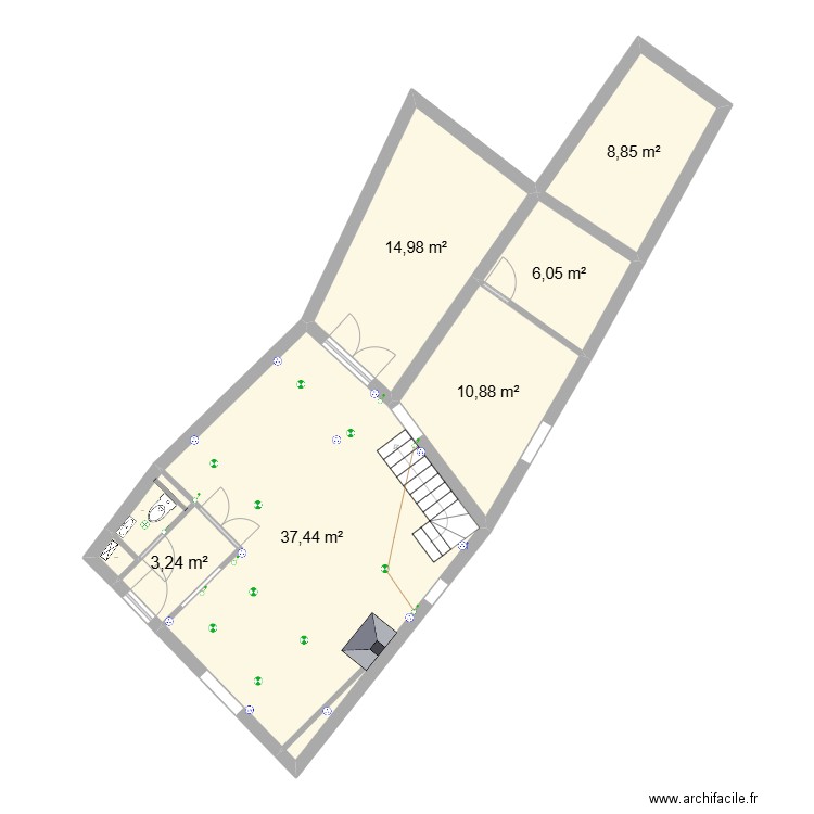 RDC Maison Halluin Salon Aménagé. Plan de 8 pièces et 83 m2