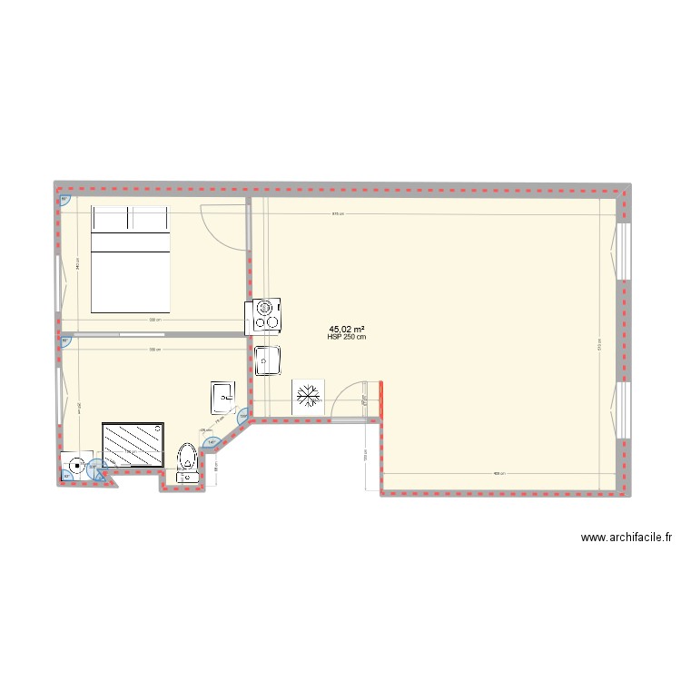 ALSACEbis. Plan de 1 pièce et 45 m2