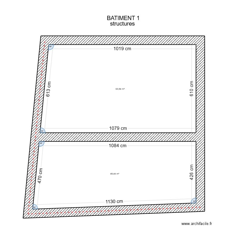  Bâtiment 1 base. Plan de 2 pièces et 113 m2