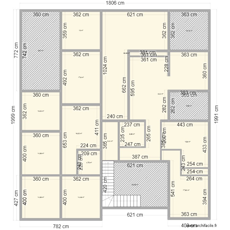 zozou. Plan de 20 pièces et 314 m2