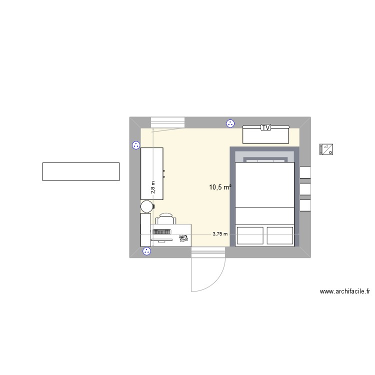 chambre 2025 v2. Plan de 1 pièce et 11 m2