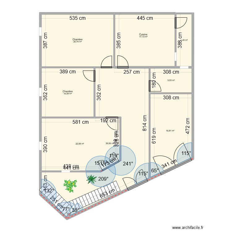 maison jabeur. Plan de 8 pièces et 140 m2