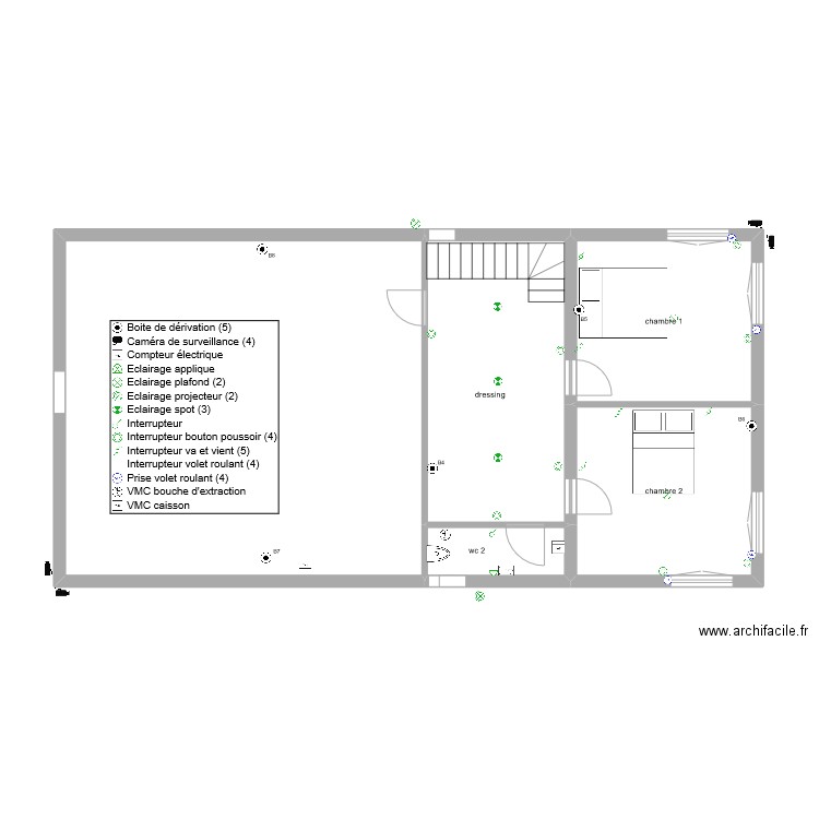 antoine téo 1er etage Ecl. Plan de 5 pièces et 113 m2