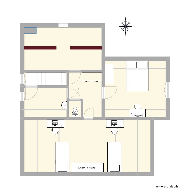 etage. Plan de 9 pièces et 64 m2