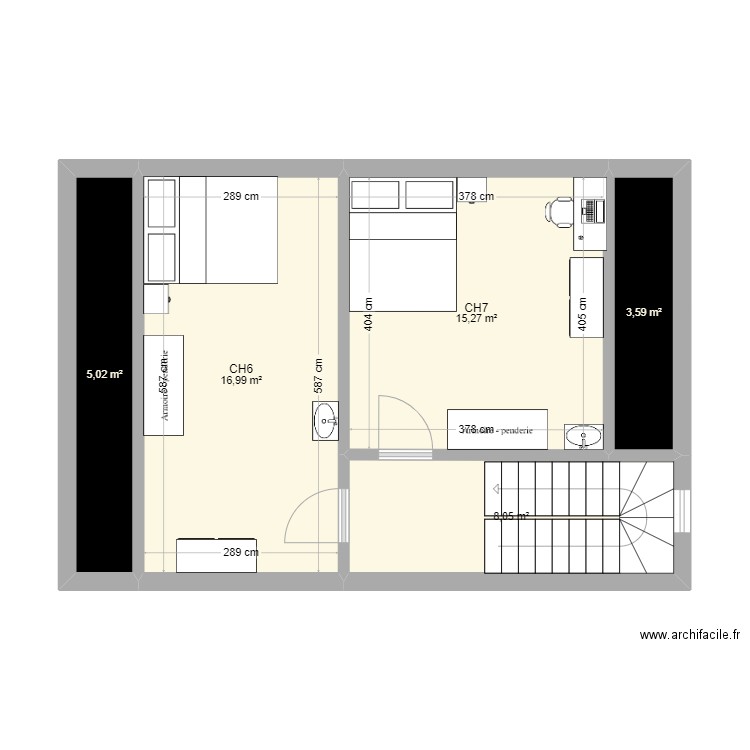 Jumet Eléa 2 ème étage. Plan de 5 pièces et 49 m2