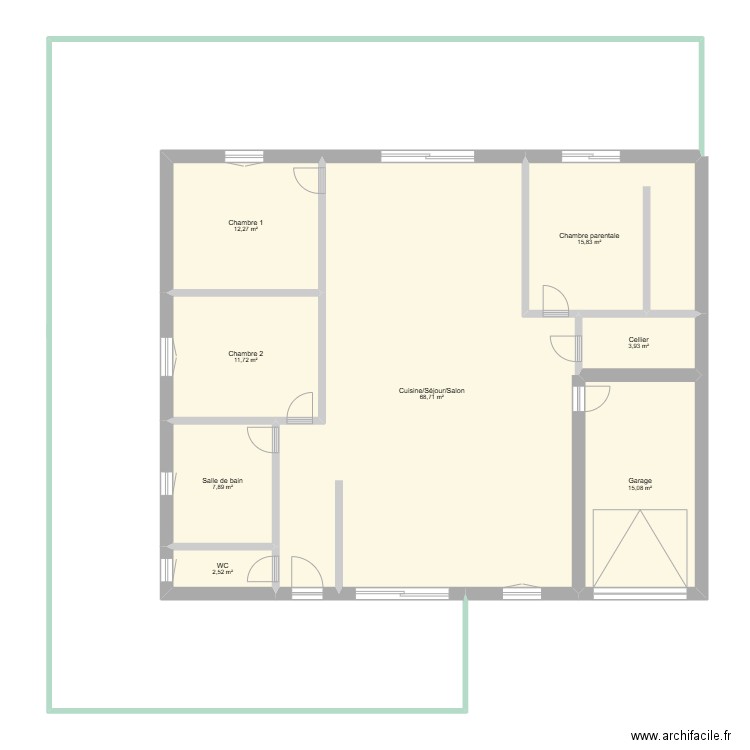 Maison S. Plan de 8 pièces et 138 m2