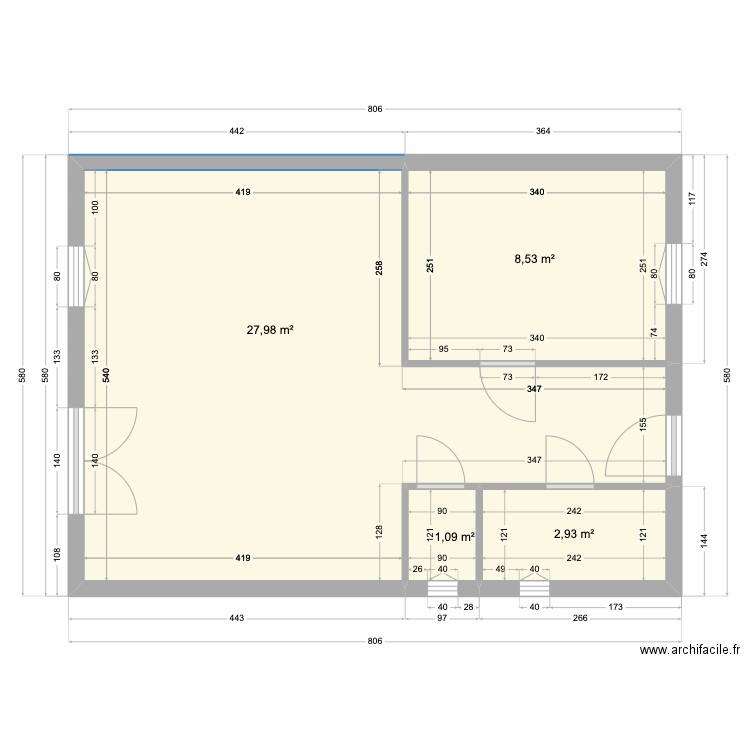 Plan vide 3. Plan de 4 pièces et 41 m2