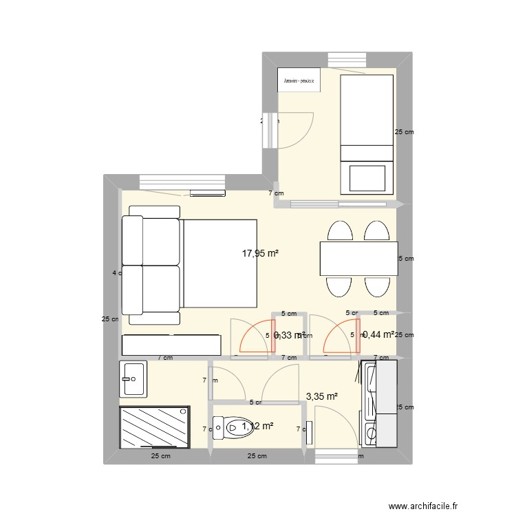 Plagne 1800 plan Future. Plan de 5 pièces et 23 m2