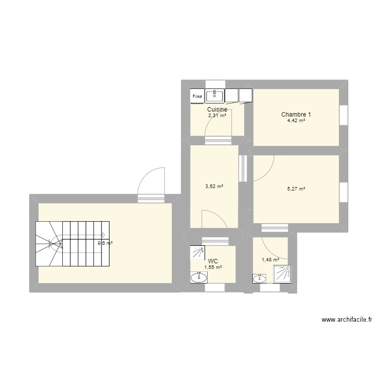 Plan ArchiFacile Chedeouvre Gabi 2. Plan de 7 pièces et 28 m2