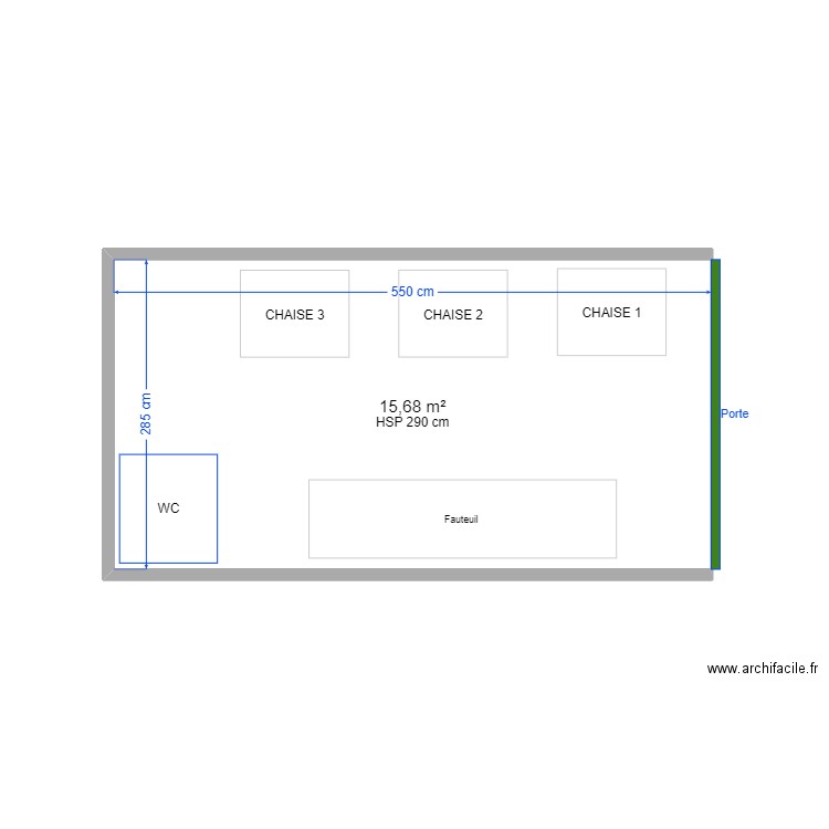 plan. Plan de 1 pièce et 16 m2