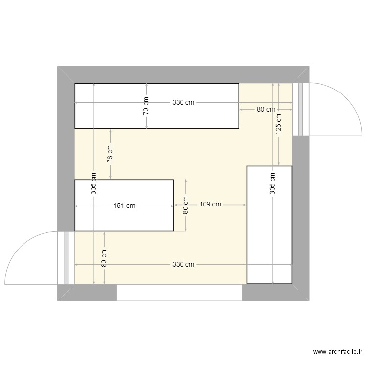 Plan A. Plan de 1 pièce et 10 m2